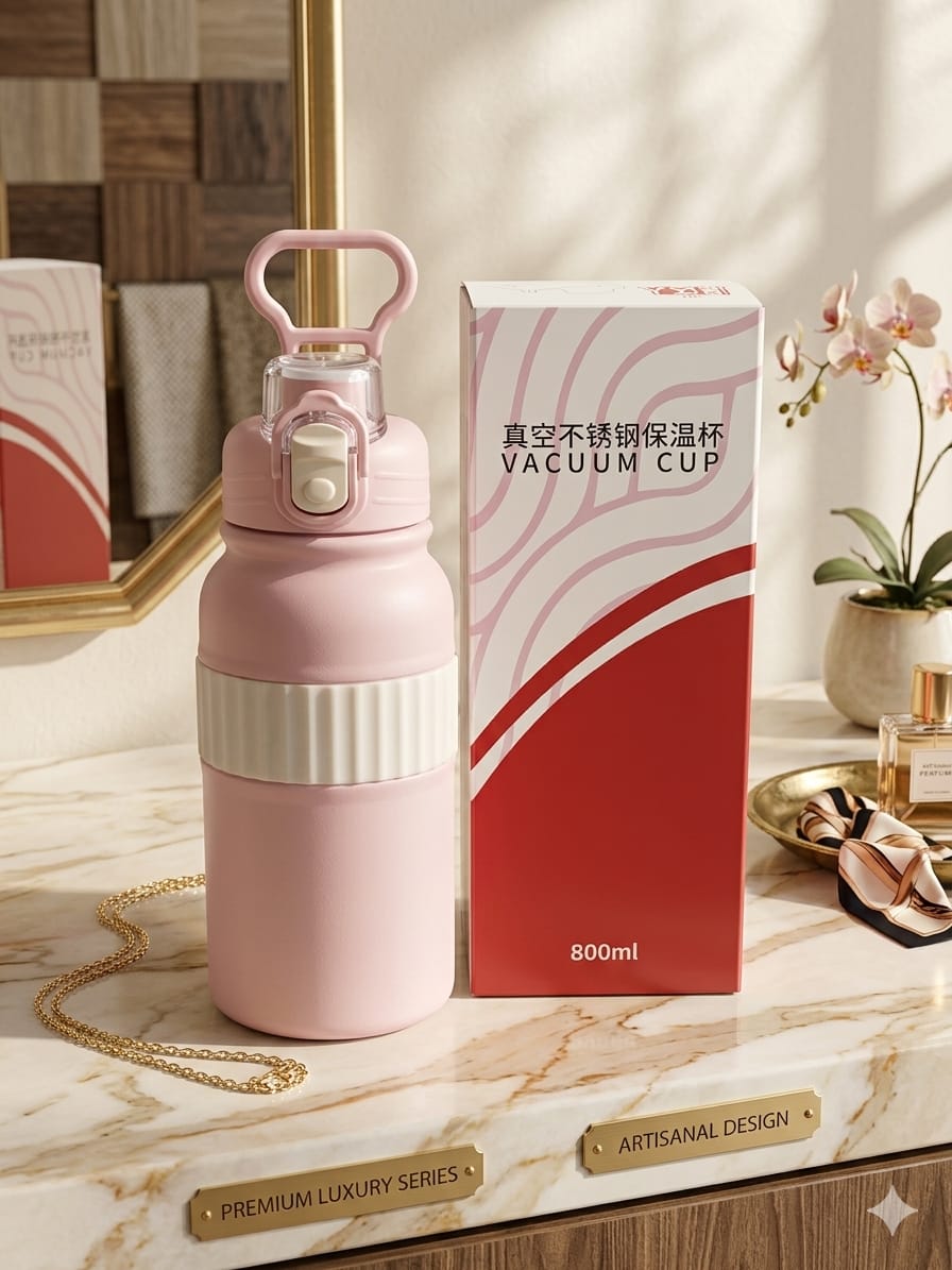 600 ML vacuum cup with straw
