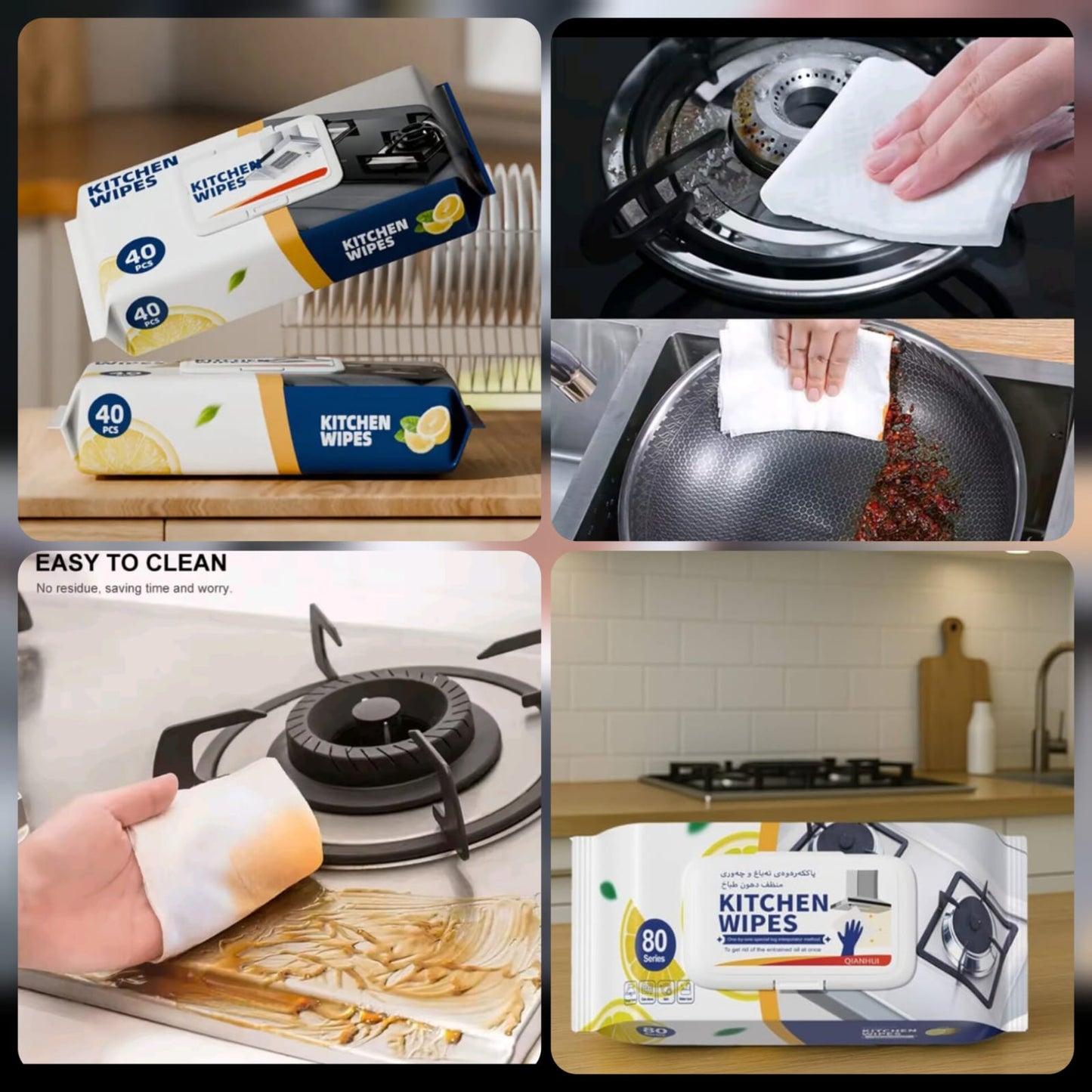 pack of 40 pcs kitchen cleaning wips removing grease dirt